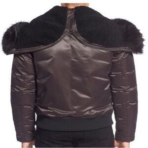 Theory Dark Brown Fur-Trimmed Puffer Jacket